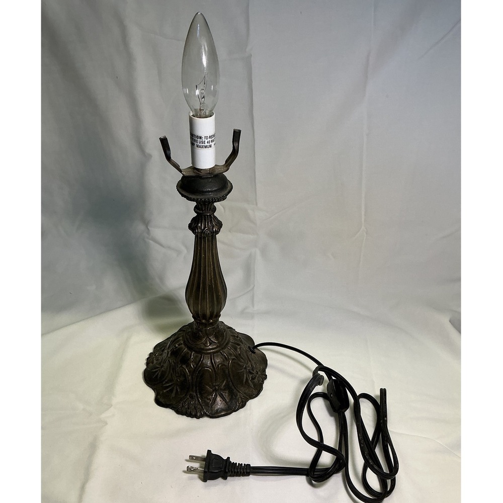 Vintage Style Ornate Bronze Accent Lamp Base Small Victorian Buffet Table Light